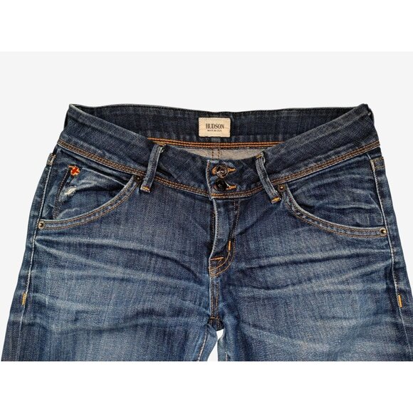 Hudson‎ Jeans Womens 26 Blue Bootcut Flap Pocket Distressed Denim Made USA - Picture 2 of 10